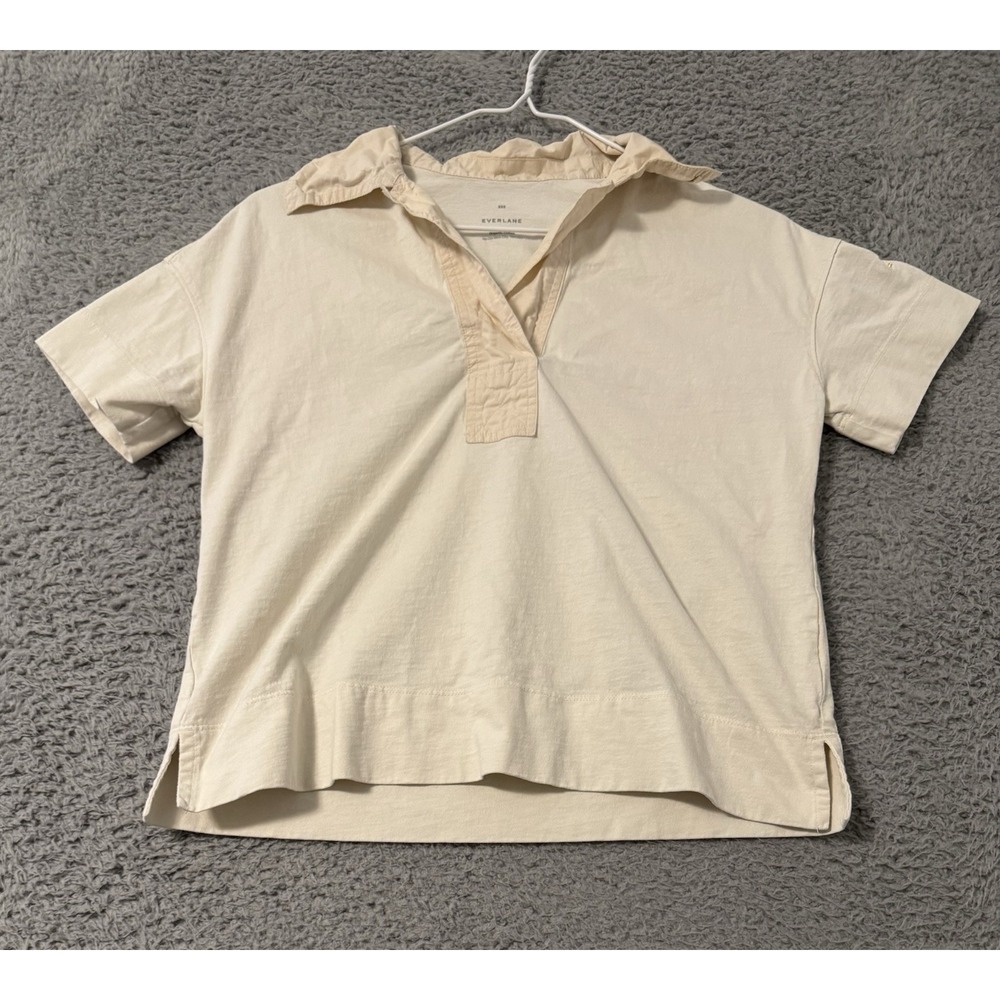 Everlane Retro Jersey Polo 100% Organic Cotton XXS Beige